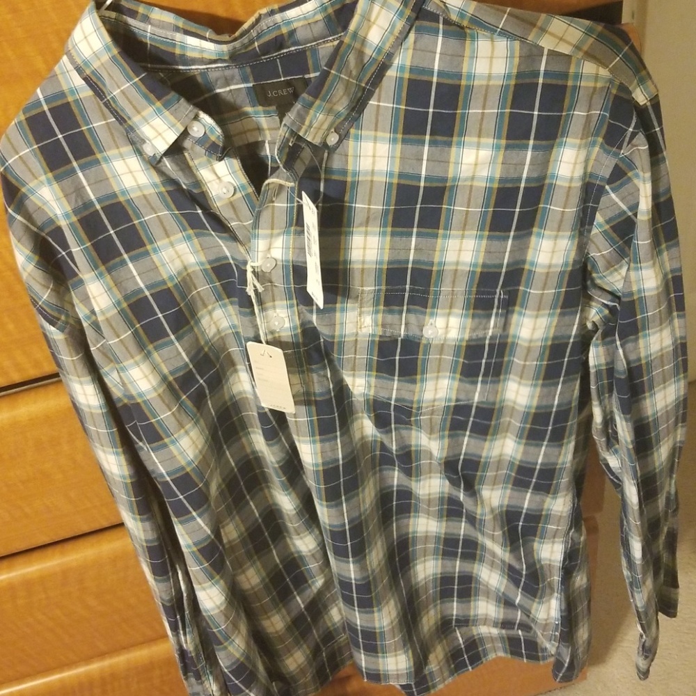 J. Crew NWT Plaid Pop-Over Shirt XL